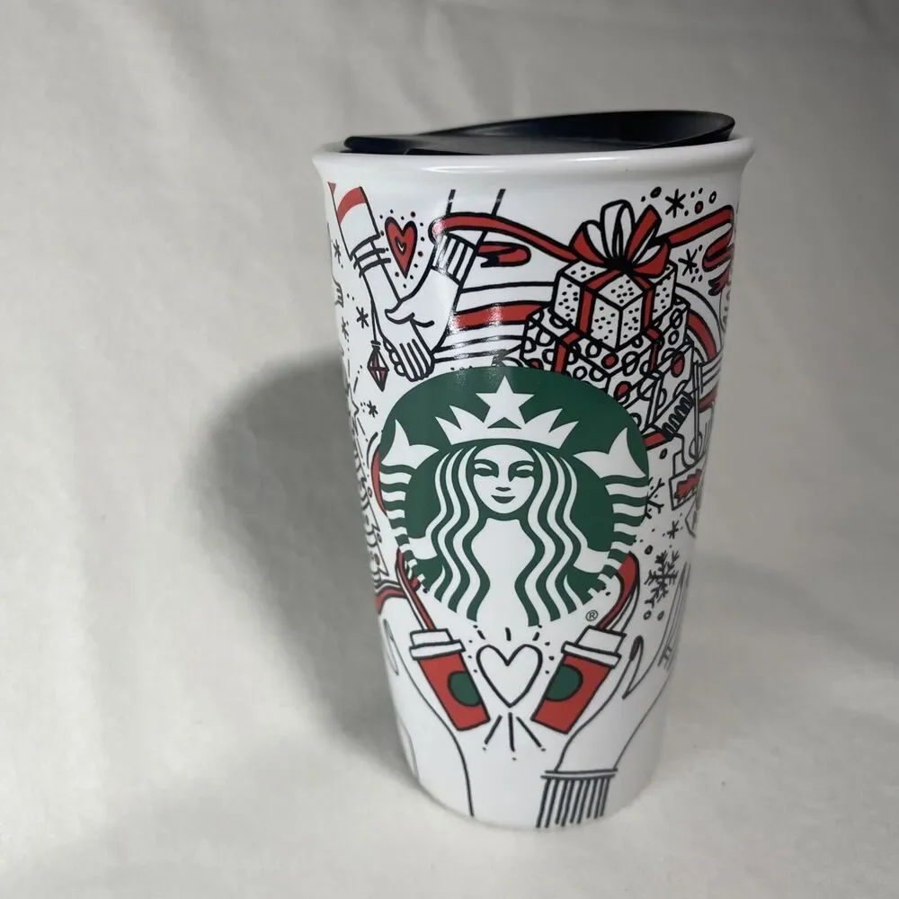 2017 Starbucks Special Holiday Christmas Traveler Ceramic Tumbler & Lid